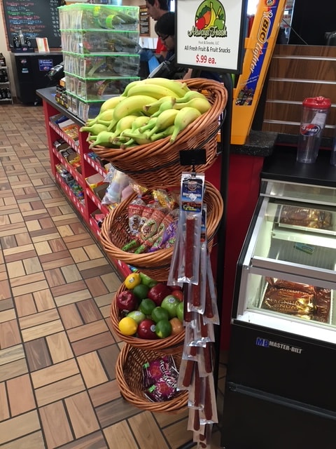 Grocery store produce display baskets